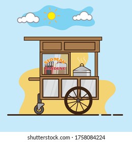 Siomay Bandung cart vector concept, over the aquamarine skies background