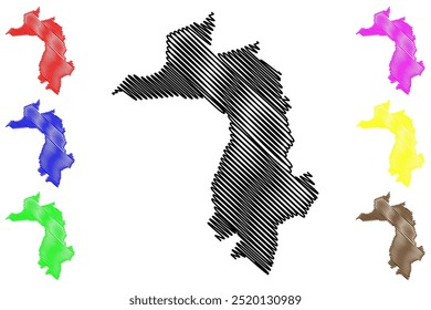 Distrito de Sion (Suiza, Confederación Suiza, Cantón del Valais o Wallis) mapa Ilustración vectorial, dibujo de garabatos Bezirk Sion mapa