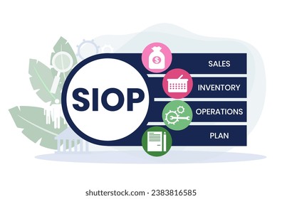 SIOP - Sales Inventory Operations Plan acronym. business concept background. vector illustration concept with keywords and icons. lettering illustration with icons for web banner, flyer