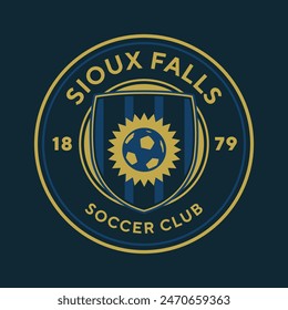 Sioux Falls, South Dakota athletic club. Soccer vector logo.