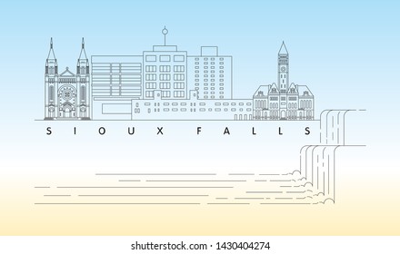 Sioux Falls, South Dakota skyline vector illustration and typography design 