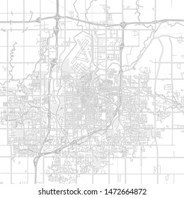 Sioux Falls, South Dakota, USA, bright outlined vector map with bigger and minor roads and steets created for infographic backgrounds.