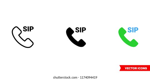 Sip dialer icon of 3 types: color, black and white, outline. Isolated vector sign symbol.