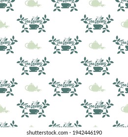 Sip the Green Tea Vector Graphic Silhouette Seamless Pattern can be use for background and apparel design