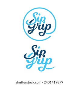 Sip Grip text Logo design Concept modern and minimal 