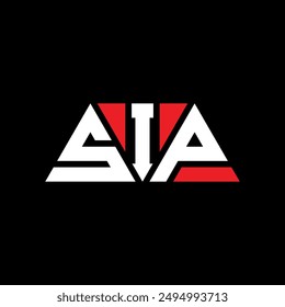 SIP triangle letter logo design with triangle shape. SIP triangle logo design monogram. SIP triangle vector logo template with red color. SIP triangular logo Simple, Elegant, and Luxurious design.