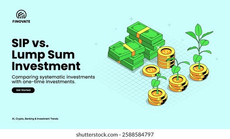 SIP vs. Lump Sum Investment – Comparison of Investment Strategies with Growth Charts, Money Stacks, and Financial Planning Visuals | Wealth and Finance Illustration