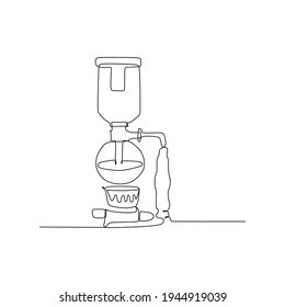 Cafetera Siphon destiladora cafetera casera - Dibujo continuo de una línea