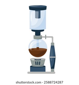 Siphon coffee maker. Flat vector illustration of coffee equipment in Japanese style isolated on white background. Design element for coffee shops, cafes and restaurants.