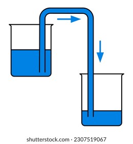 Ilustración vectorial de tubo en forma de U aislada en fondo blanco. Física, tecnología, ingeniería, ciencia