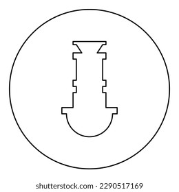 Siphon plumbing fixtures sewer drain under sink sewerage icon in circle round black color vector illustration image outline contour line thin style