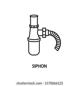 Siphone line vector  icon. Accessories for bathroom and kitchen. Bottle trap for sink. Plumbing. 