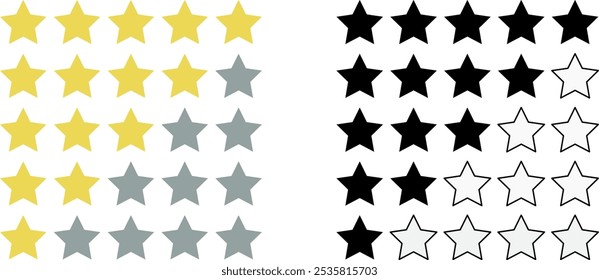 Siple star rating icon. Vector in color and black and white. 