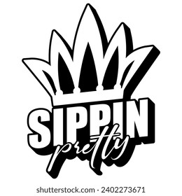 sippin bonito diseño gráfico vectorial negro y archivo de corte