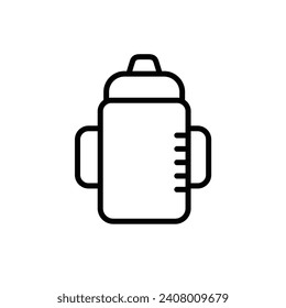 Sippy Bottle line icon. Infant Sipping Cup icon in black and white color.