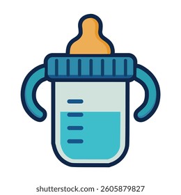 sippy cup baby drinking bottle accessories flat color vector illustration template design