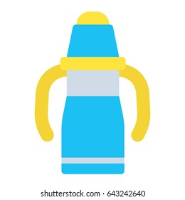 Sippy cup flat icon, baby cup and bottle, vector graphics, a colorful solid pattern on a white background, eps 10.
