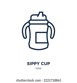 icono de la taza de sippy de la colección de alimentos. Ligera taza de sippy lineal, taza, icono de contorno de sippy aislado en fondo blanco. Signo de copa de sippy vectorial de línea, símbolo para web y móvil