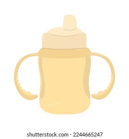 Copa Sippy aislada en fondo blanco. Ilustración vectorial del equipo de alimentación infantil. 