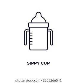 sippy cup  outline icon. Linear vector from food concept. Thin line sippy cup  icon isolated on white background