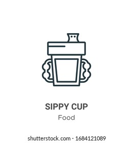Icono del vector de contorno de la copa de Sippy. Icono de la copa de espárrago negro en línea delgada, ilustración de elemento simple vectorial plano del concepto de alimento editable trazo aislado en fondo blanco