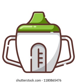 Sippy cup vector illustration in line color design