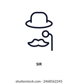 sir icon. Thin line sir icon from people collection. Outline vector isolated on white background. Editable sir symbol can be used web and mobile