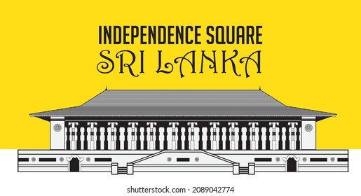 Sir Lanka independence square line Art vector illustration.