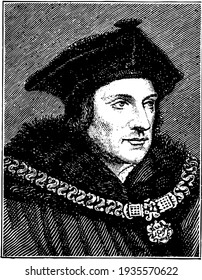 Sir Thomas More, Vintage Illustration. 