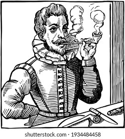 Sir Walter Raleigh, vintage illustration