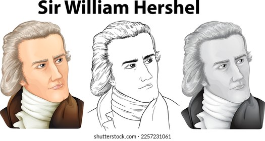 Sir William Herschel portrait vector illustration
