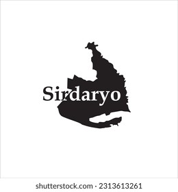 Sirdaryo map and black letter design on white background