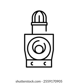 Siren alarm black line icon. Vector isolated element. Editable stroke.