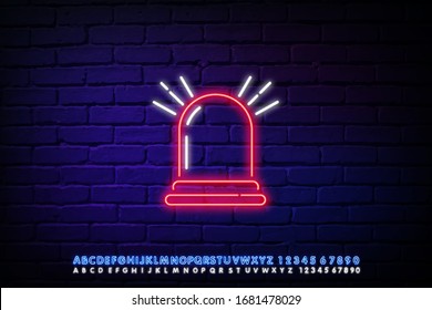 siren alarm outline icon. Elements of Security in neon style icons. Simple icon for websites, web design, mobile app, info graphics