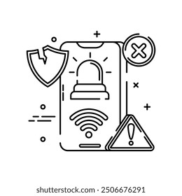 Icono de contorno de alerta de sirena, Ilustración vectorial