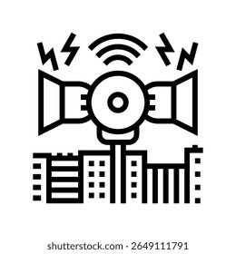 siren blaring an urban setting line icon vector. siren blaring an urban setting sign. isolated contour symbol black illustration