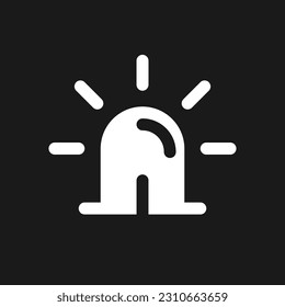 Siren dark mode glyph ui icon. Emergency vehicle lighting. Ambulance. User interface design. White silhouette symbol on black space. Solid pictogram for web, mobile. Vector isolated illustration