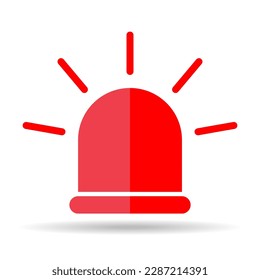 Siren fire alarm shadow sign, signal danger light symbol, ambulance police alert vector illustration .