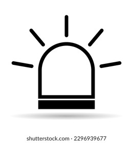 Siren fire alarm shadow sign, signal danger light symbol, ambulance police alert vector illustration .