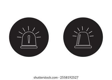 Siren fire alarm sign, signal danger light symbol, ambulance police alert vector illustration .