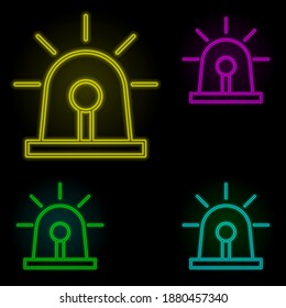 Siren, firefighter neon color set icon. Simple thin line, outline vector of firefighter icons for ui and ux, website or mobile application