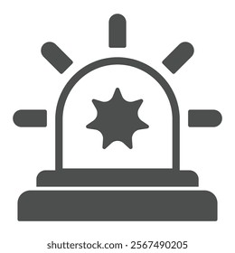 Siren flasher solid icon, hacker attacks concept. Vector graphics. Danger alarm lightbulb lamp, security sign on white background, glyph style icon for mobile or web design