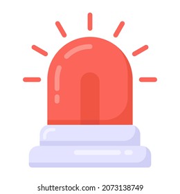 Siren in flat style icon, emergency alarm 