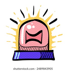 Siren halftone icon hand drawn color vector illustration