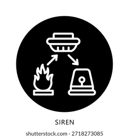 Siren Icon Button Mini Ilustração, Use Para Conceito Moderno, Imprimir, Ui, Kit Ux, Web E Desenvolvimento De Aplicativos. Vetor Relacionado A Bombeiro, Resgate E Muito Mais