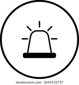 Siren icon in a circle, representing emergency alert or alarm situation vector