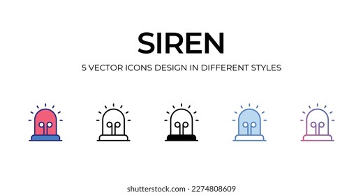 siren Icon Design in Fünf-Stil mit Editable Stroke. Linie, feste, flache Linie, Duo Tone Farbe und Farbverlauf Linie. Geeignet für Webpage, Mobile App, UI, UX und GUI Design.