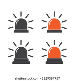 Siren icon emergency warning light element flat design vector illustration on white background.
