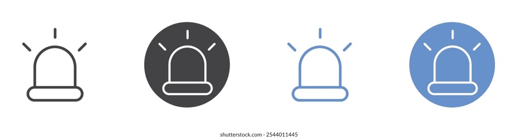 Siren icon Flat set in black and white color