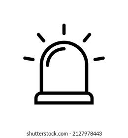 Siren icon in flat style. Alarm symbol isolated on white background. Simple abstract line icon in black. Vector illustration for graphic design, Web, app, UI.